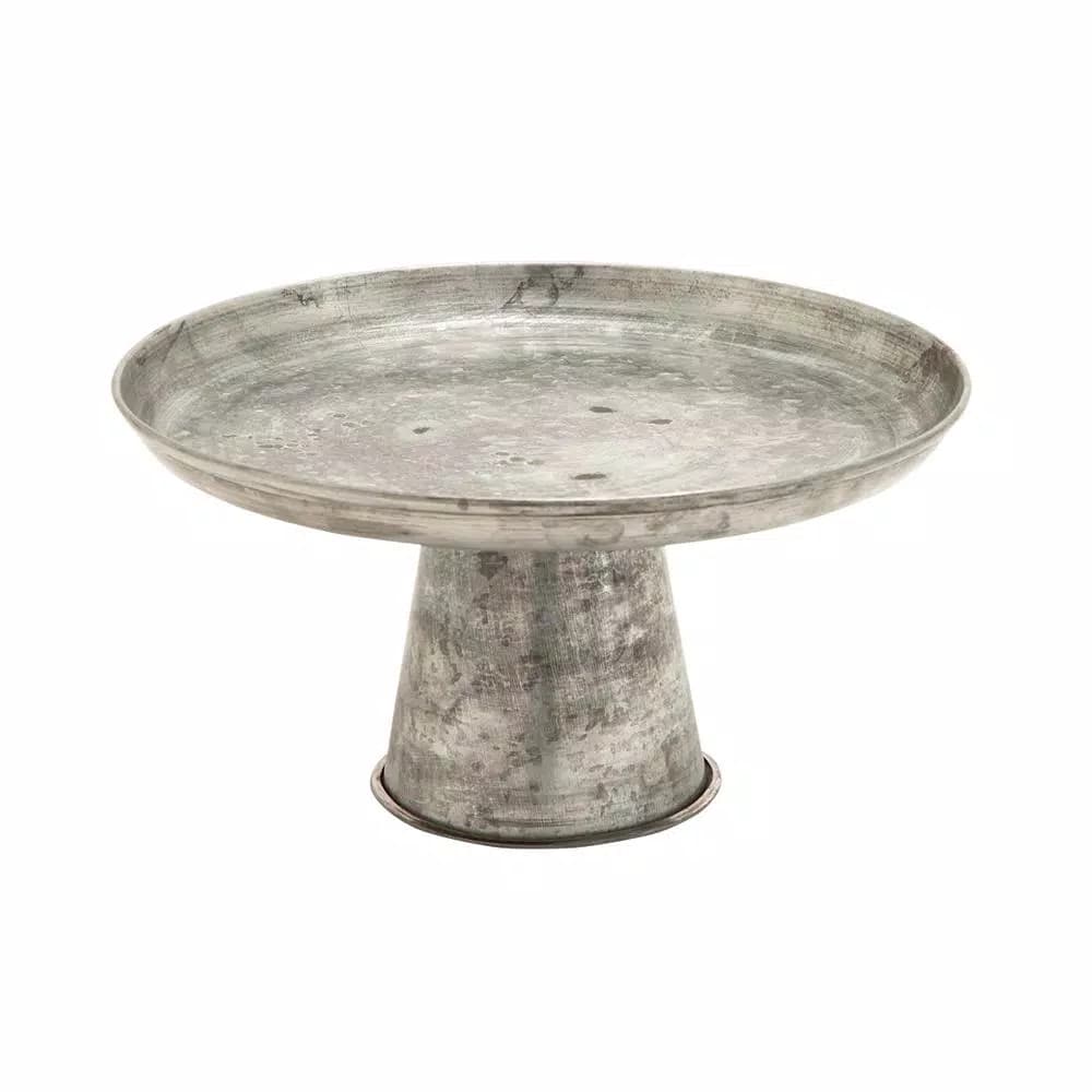 LITTON LANE 12 in. x 7 in. Farmhouse Galvanized Iron Cupcake Stand with Distressed Gray Finish