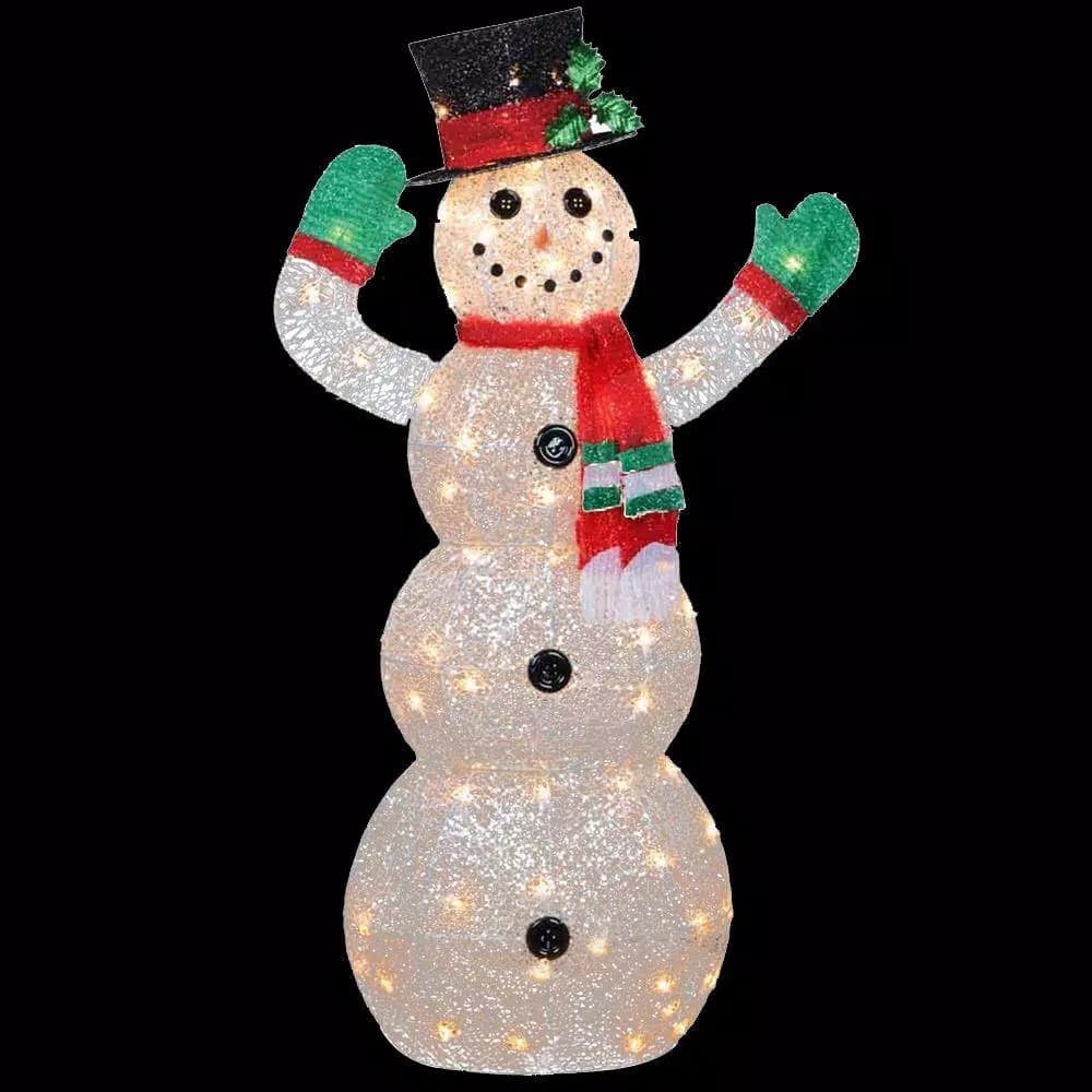 National Tree Company 48 in. Waving Snowman Yard Stake Decoration with 70 Clear Lights