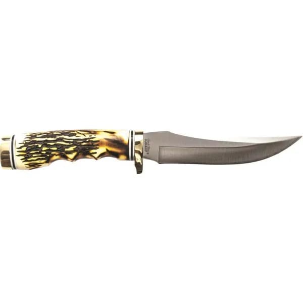 Schrade Uncle Henry Golden Spike Fixed Blade Knife, 7Cr17 High Carbon Stainless Steel, Staglon Handle