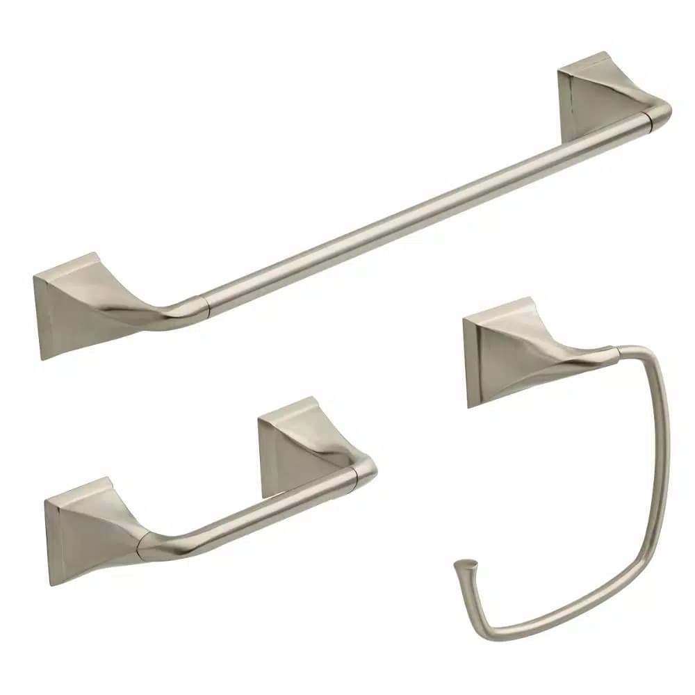 Delta Everly 3-Piece Brushed Nickel Bath Hardware Set with 24 in. Towel Bar