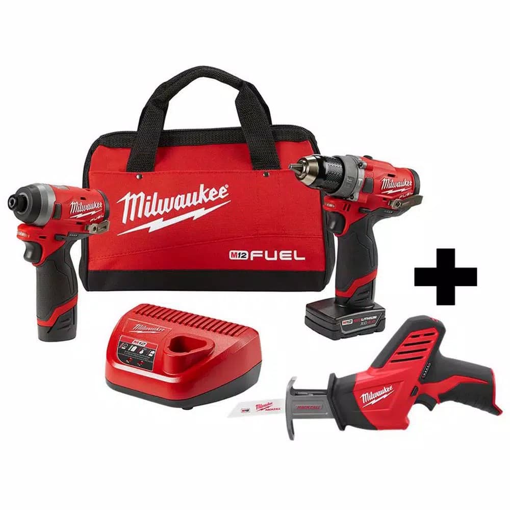 Milwaukee M12 FUEL 12V Li-Ion Brushless 2-Tool Combo Kit with Free M12 HACKZALL Reciprocating Saw