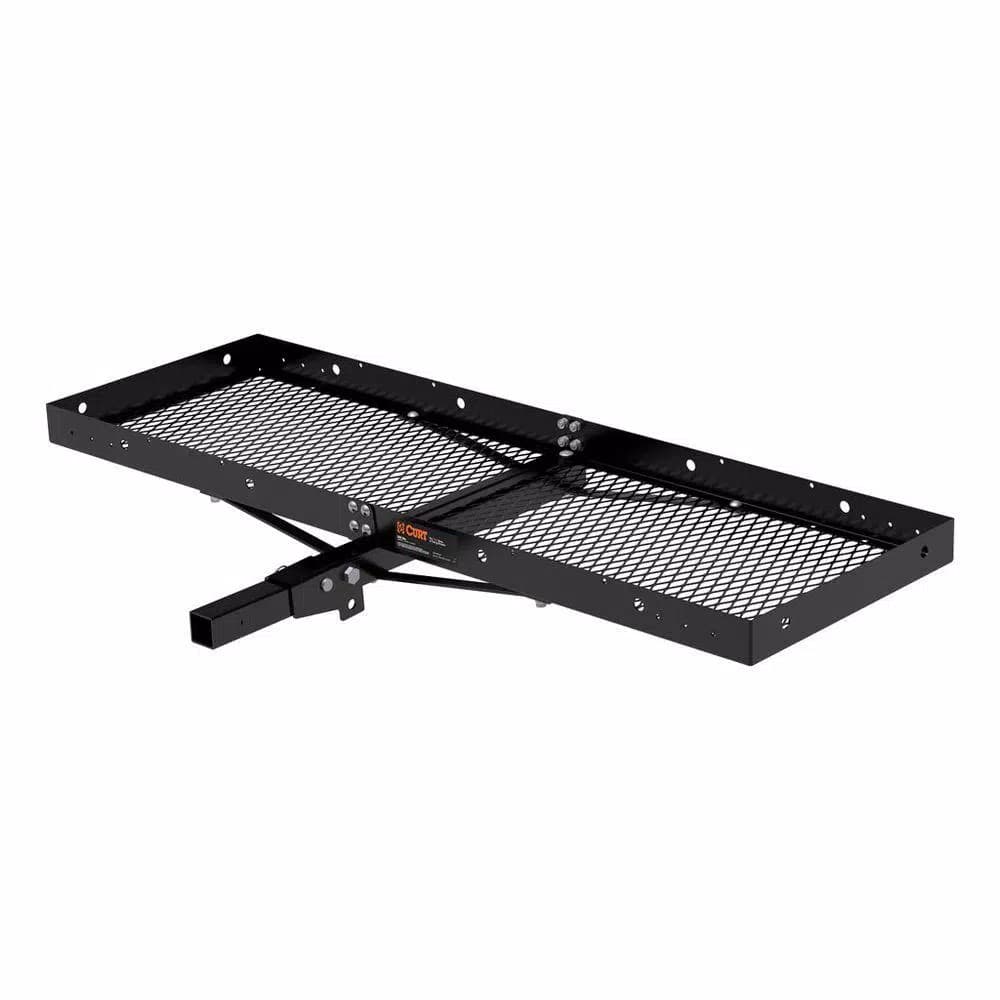 CURT 60" x 20" Black Steel Tray Cargo Carrier with 2" Folding Shank, 500 lbs. Capacity