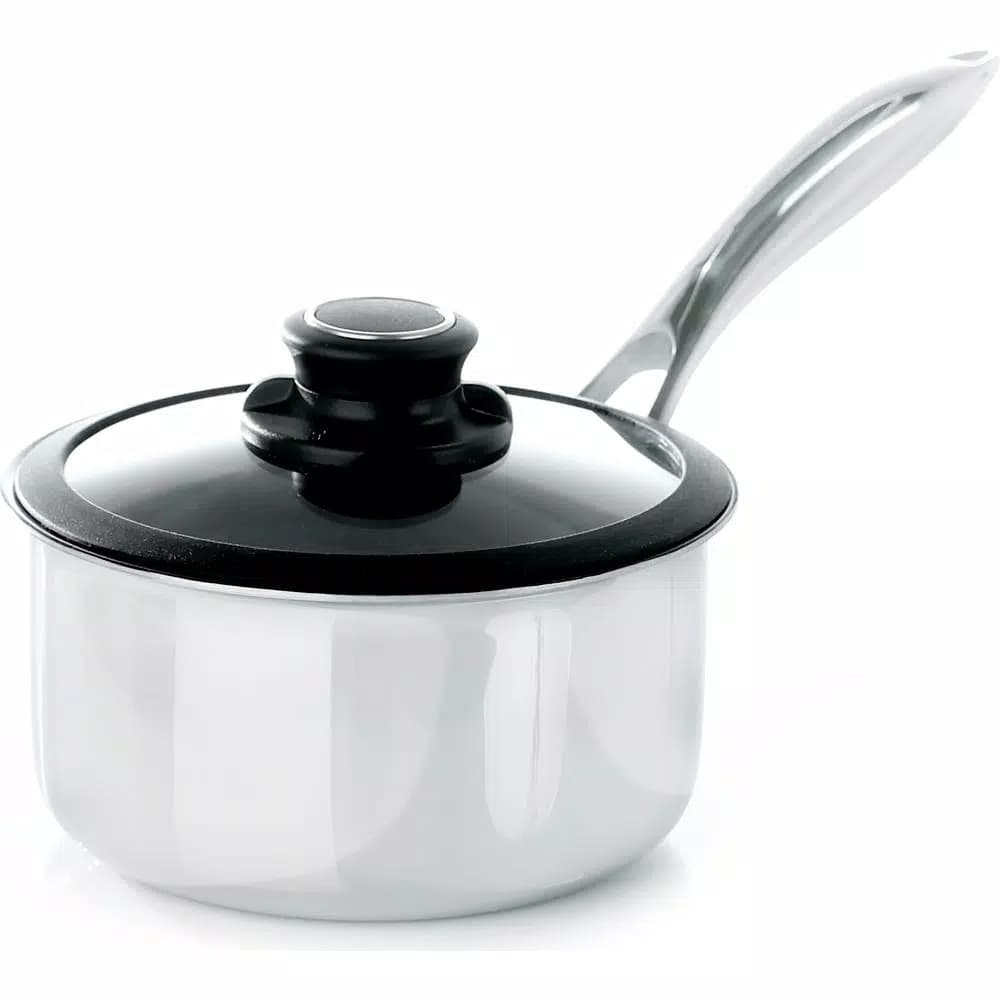 Black Cube 2.5 qt. Hybrid Stainless Steel Nonstick Sauce Pan with Glass Lid
