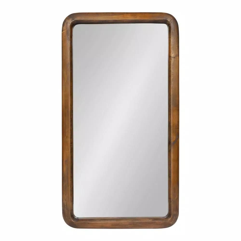 Kate and Laurel Pao Classic Walnut Brown Solid Wood Rectangle Accent Mirror, 16.73 x 31.5 in