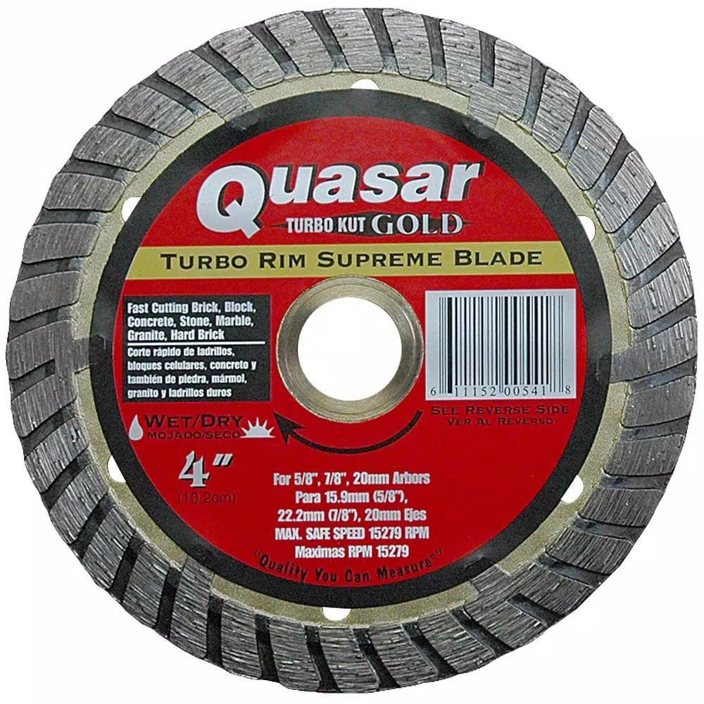 Quasar Turbo Kut Gold 4 in. Turbo Rim Supreme Diamond Blade for Angle Grinders