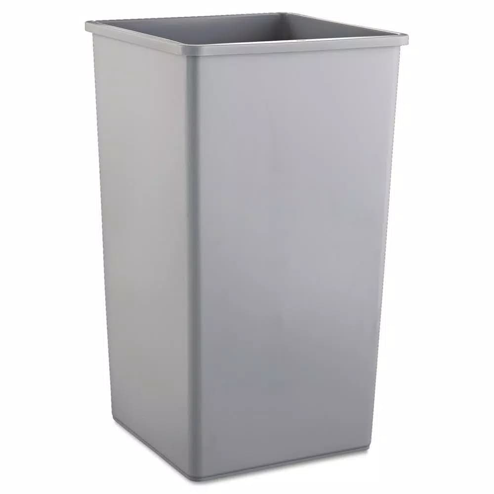 Rubbermaid Commercial Products Untouchable 50 Gal. Gray Square Plastic Commercial Trash Can