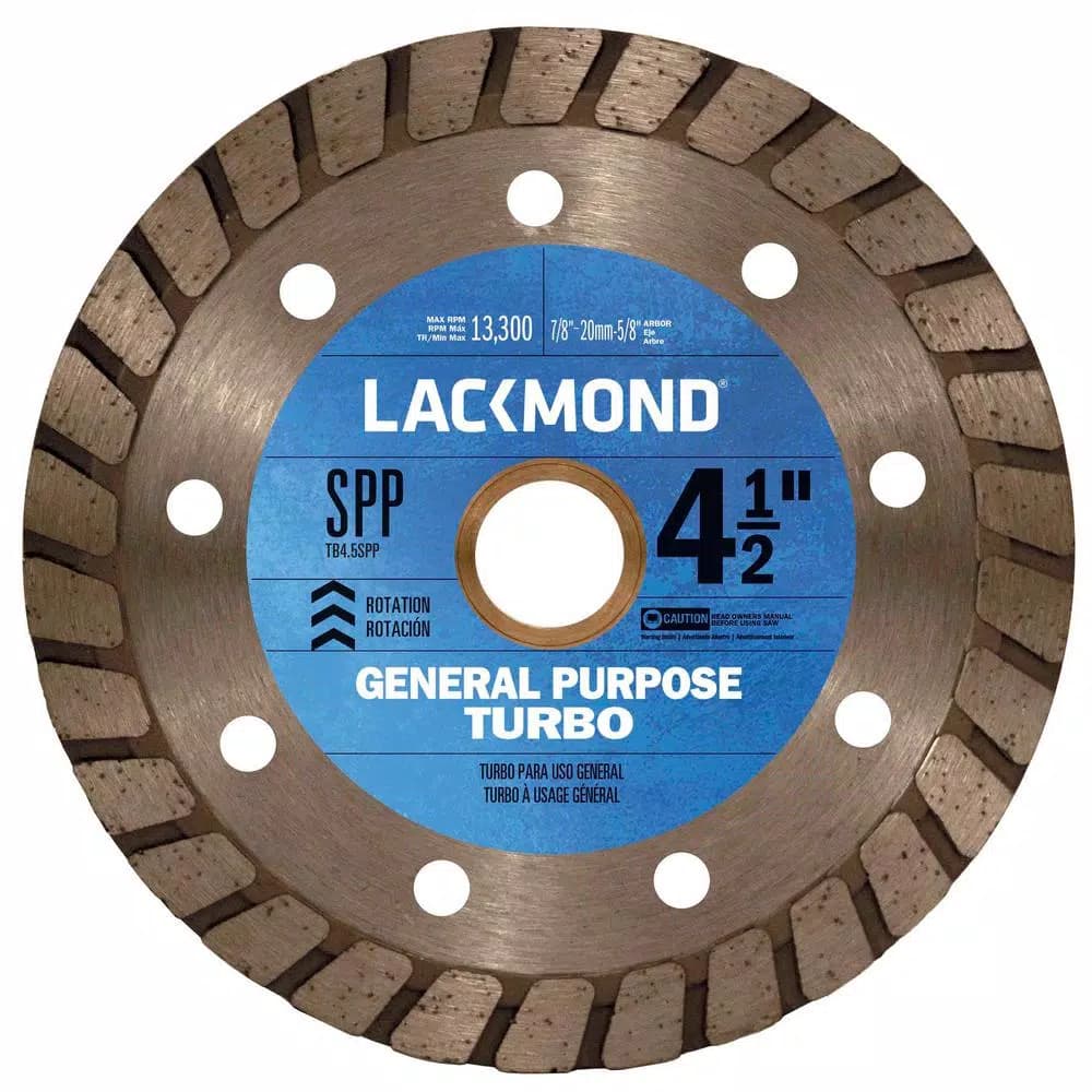 Lackmond 4.5 in. Continuous Turbo Rim Diamond Blade for Concrete, Brick, and Stone