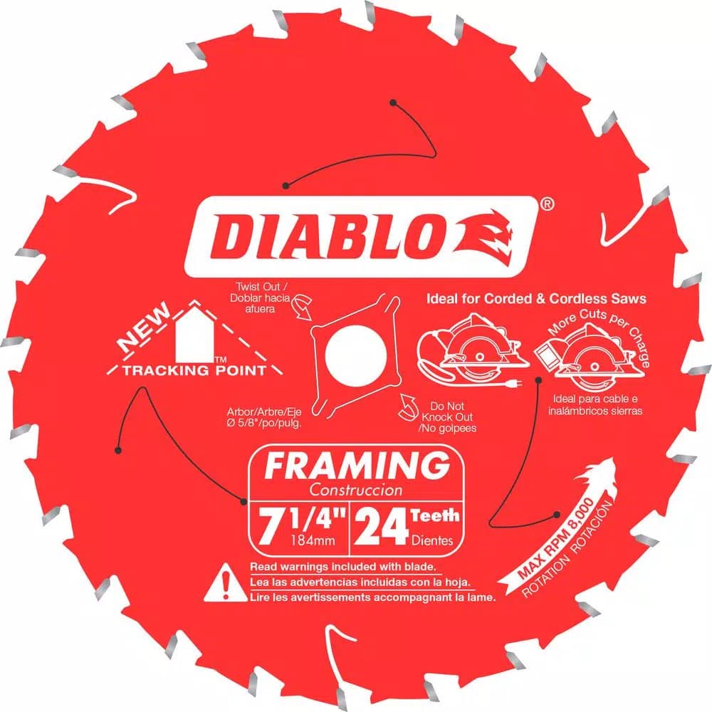 Diablo 7-1/4 in. 24-Teeth Tracking Point Framing Circular Saw Blade