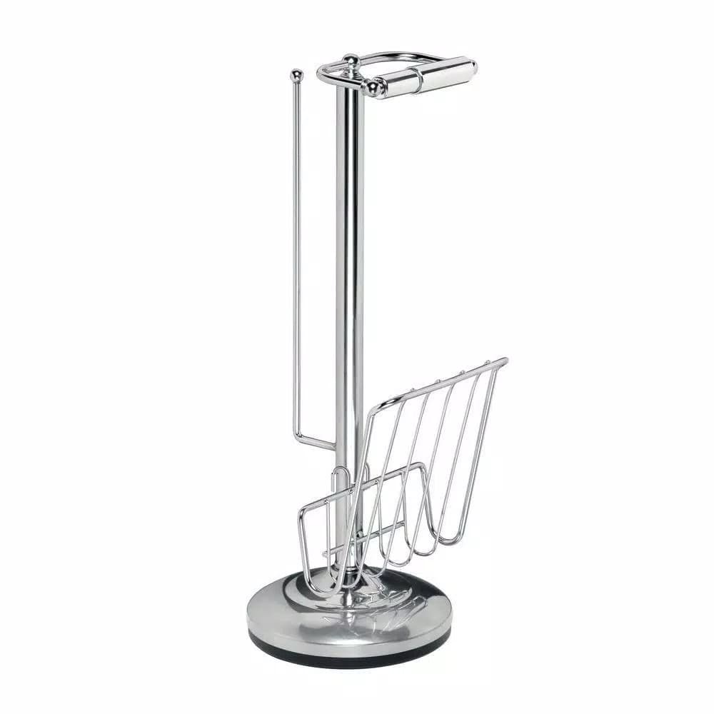Unbranded Chrome Toilet Caddy with Magazine Rack and 3-Roll Storage Holder