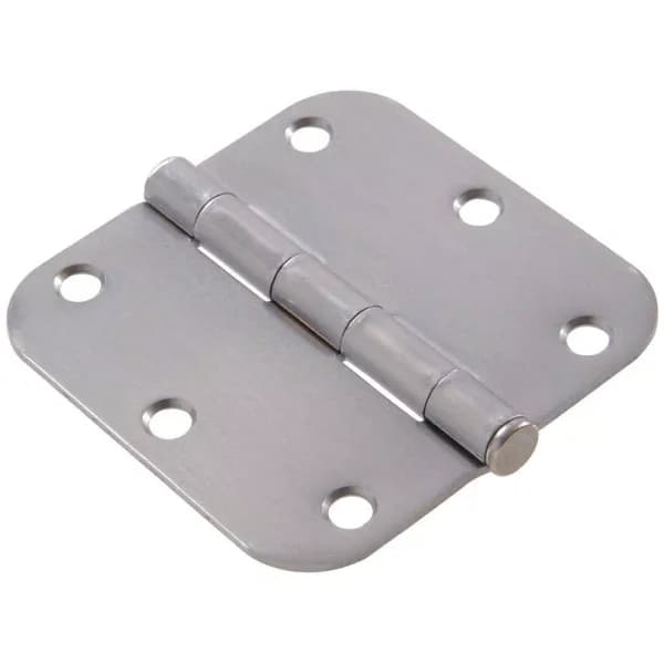 Hardware Essentials 3-1/2 in. Satin Chrome Residential Door Hinge, 5/8 in. Radius, Full Mortise (9-Pack)