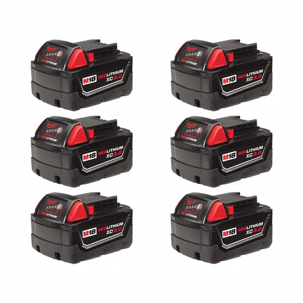 Milwaukee M18 18V REDLITHIUM XC 3.0 Ah Lithium-Ion Battery Pack (6-Pack)