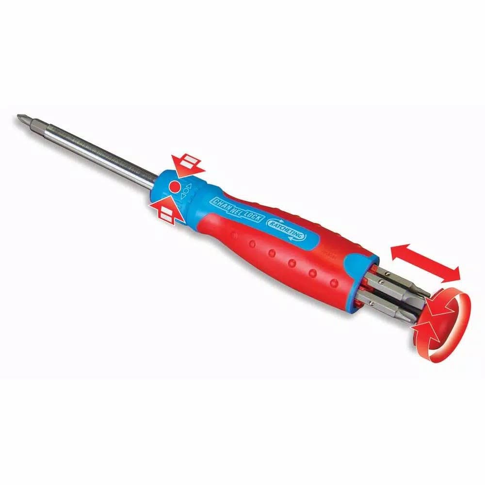 Channellock Code Blue 13-in-1 Ratcheting Multibit Screwdriver with Integrated Bit Storage