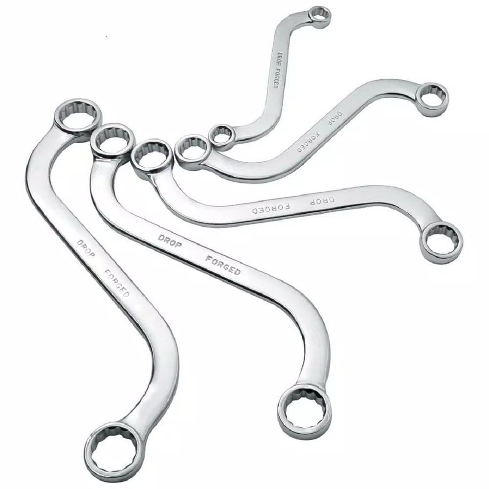 SUNEX TOOLS Metric S-Style Double End Wrench Set, 5-Piece with Canvas Pouch