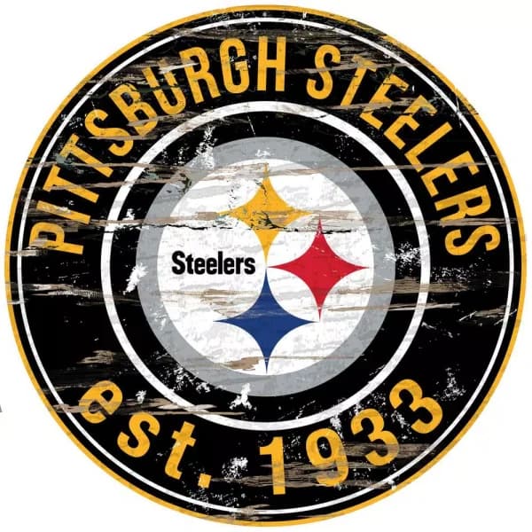 Adventure Furniture Fan Creations 24" NFL Pittsburgh Steelers Round Distressed Wood Wall Sign