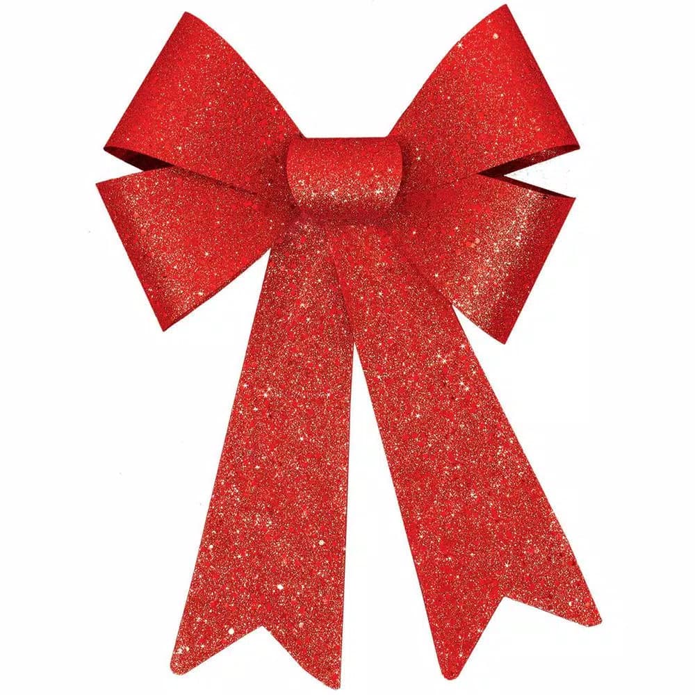 Amscan Red Glitter Bows, 13 in. Double Bows (4-Pack)
