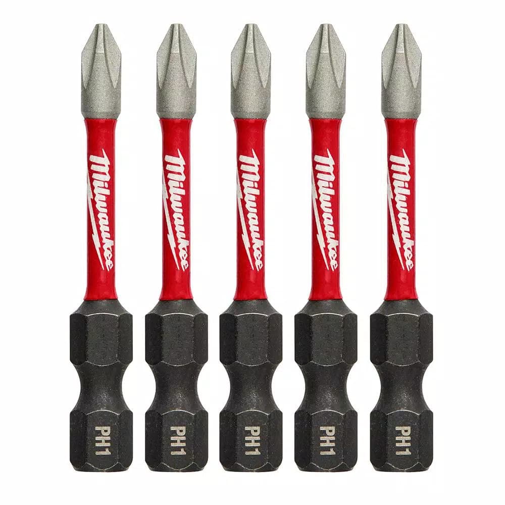 Milwaukee SHOCKWAVE Phillips #1 2 in. Impact Duty Steel Screwdriver Bits (5-Pack)