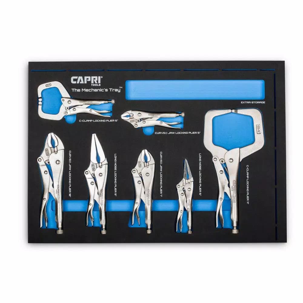 Capri Tools Klinge 7-Piece Locking Pliers Set with Capri Tools Mechanic's Tray