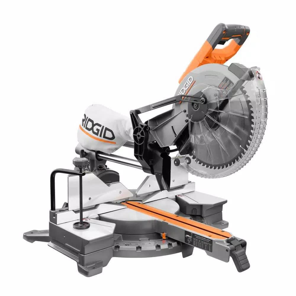 RIDGID 12 in. Dual Bevel Sliding Miter Saw, 15 Amp, 70° Miter Capacity
