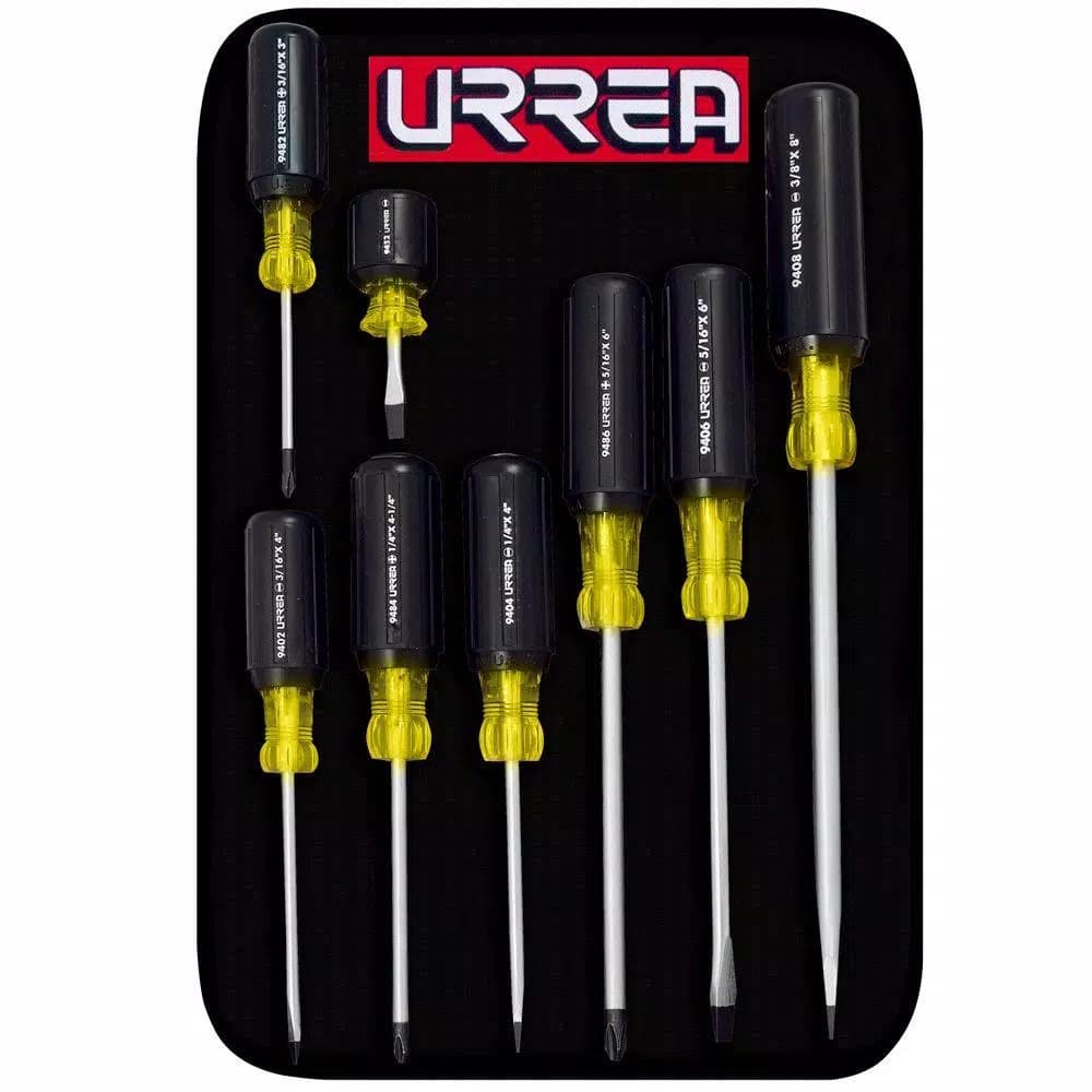 Urrea 8-Piece Cushion Grip Flat & Phillips Tip Screwdriver Set