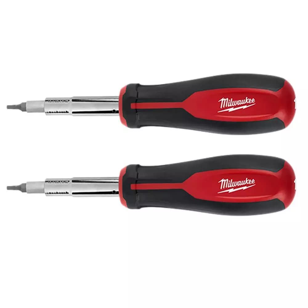 Milwaukee 11-in-1 Multi-Bit Screwdriver with Square Drive Bits, 2-Pack