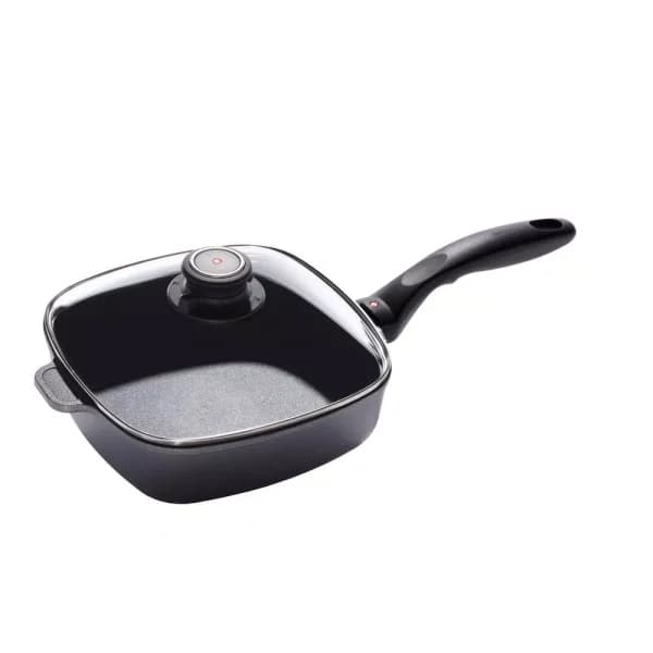 Swiss Diamond Classic Series 2.1 qt. Square Cast Aluminum Nonstick Saute Pan with Glass Lid, Gray