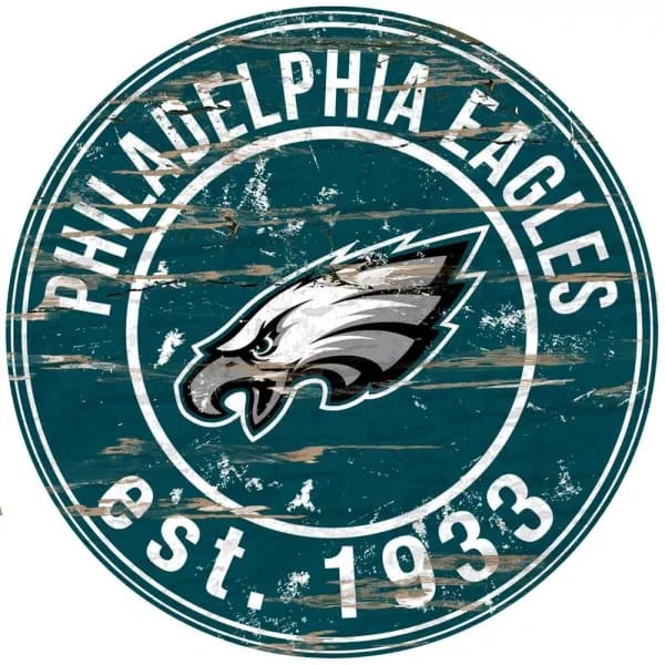 Adventure Furniture Fan Creations 24" NFL Philadelphia Eagles Round Distressed Wood Sign