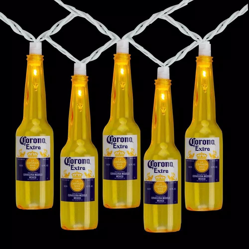 Northlight Corona Extra Beer Bottle Novelty String Lights, 10-Light Clear Mini Incandescent with White Wire, 9 ft.