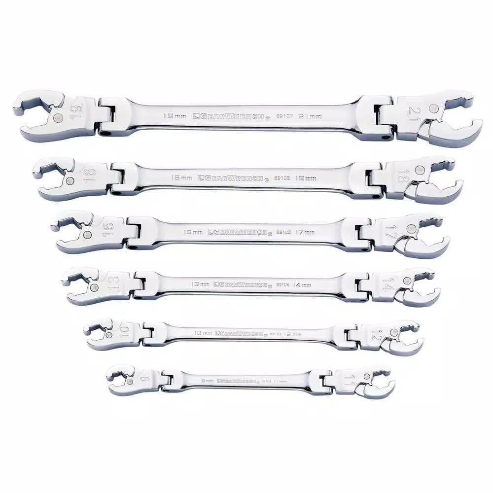 GearWrench 6-Piece Metric Ratcheting Flex Flare Nut Wrench Set