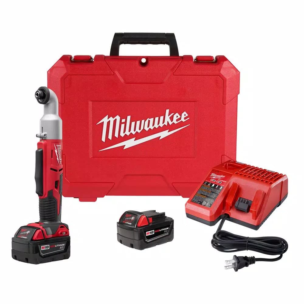 Milwaukee M18 18V Cordless 1/4 in. Hex 2-Speed Right Angle Impact Driver Kit with (2) 3.0 Ah Batteries, Charger & Case