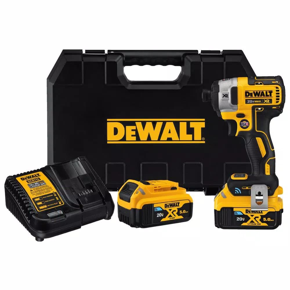 DEWALT 20V MAX XR Brushless 1/4 in. Impact Driver Kit with (2) 5.0 Ah Batteries & Charger