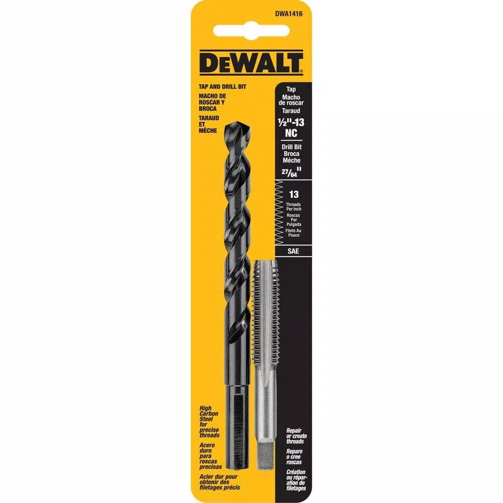 DEWALT DWA1416 1/2 in. x 13 NC Tap and 27/64 in. Drill Bit Set