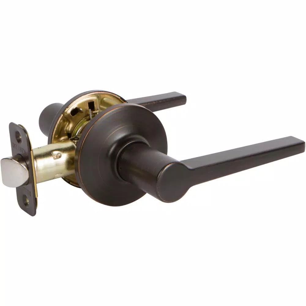 Delaney Hardware Tulina Contemporary Straight Rectangle Passage Door Lever, Tuscany Bronze