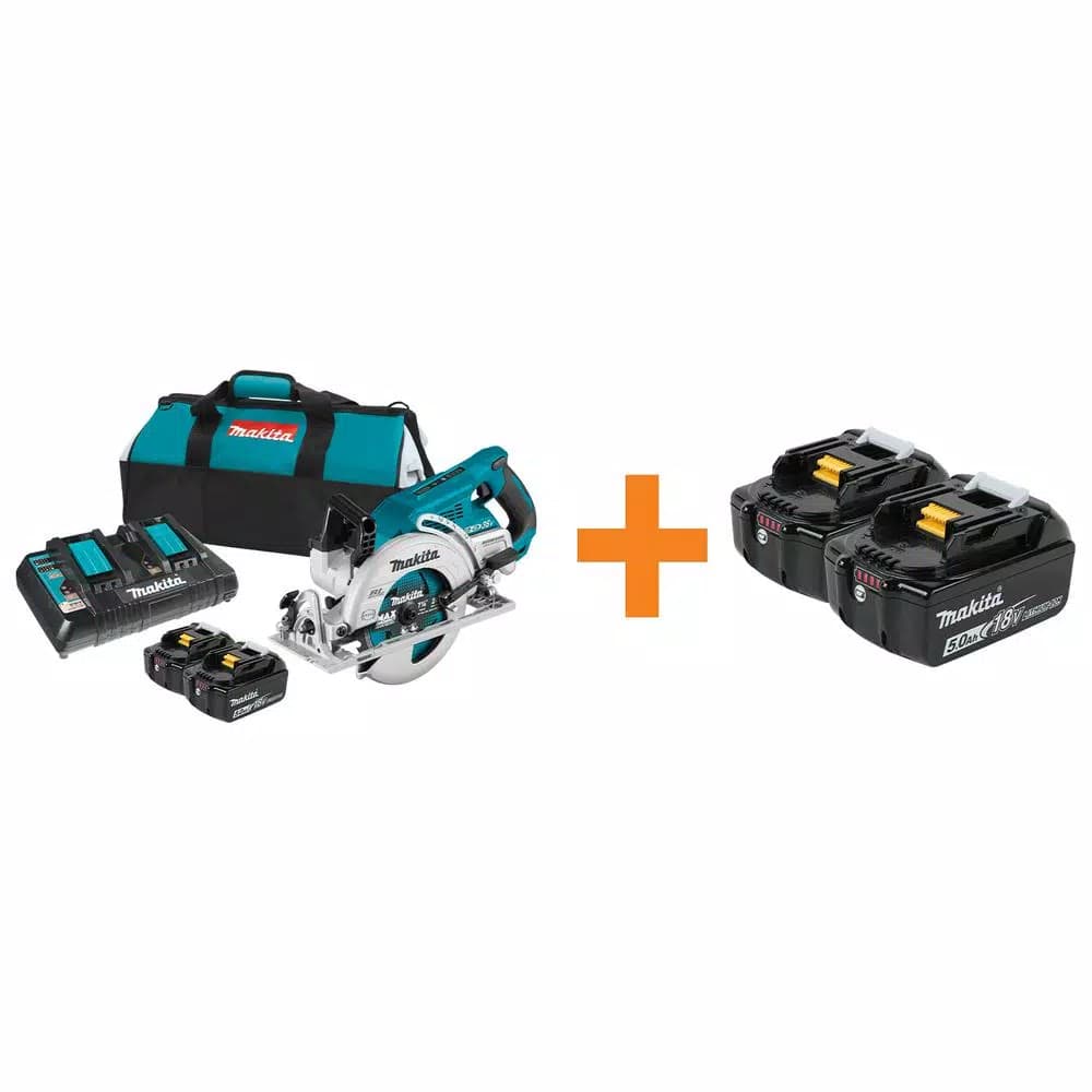 Makita 18V X2 LXT Brushless 7-1/4 in. Rear Handle Circular Saw Kit with (2) 5.0 Ah Batteries & Charger