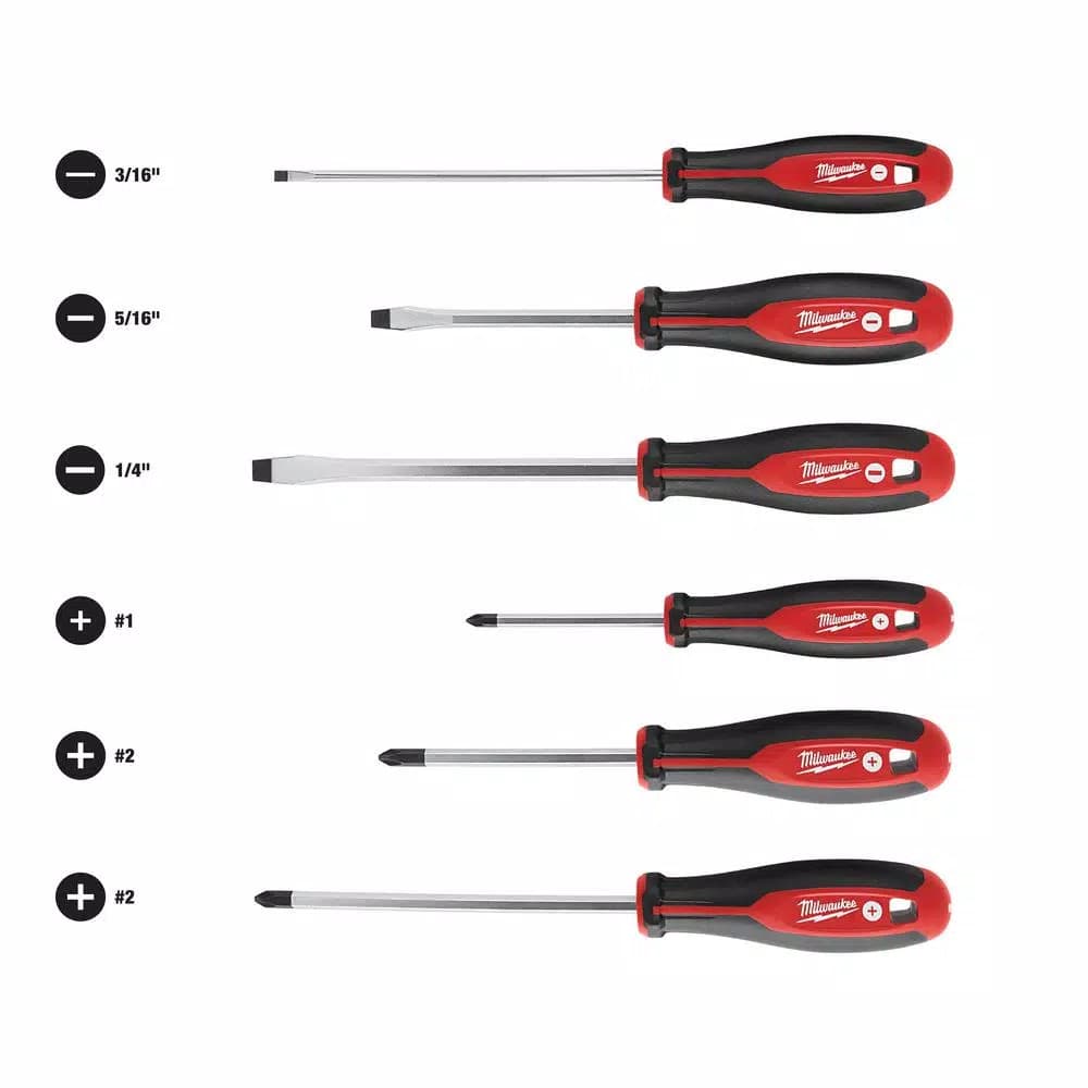 Milwaukee 6-Piece Screwdriver Set with Magnetic Tips and High-Leverage Handles