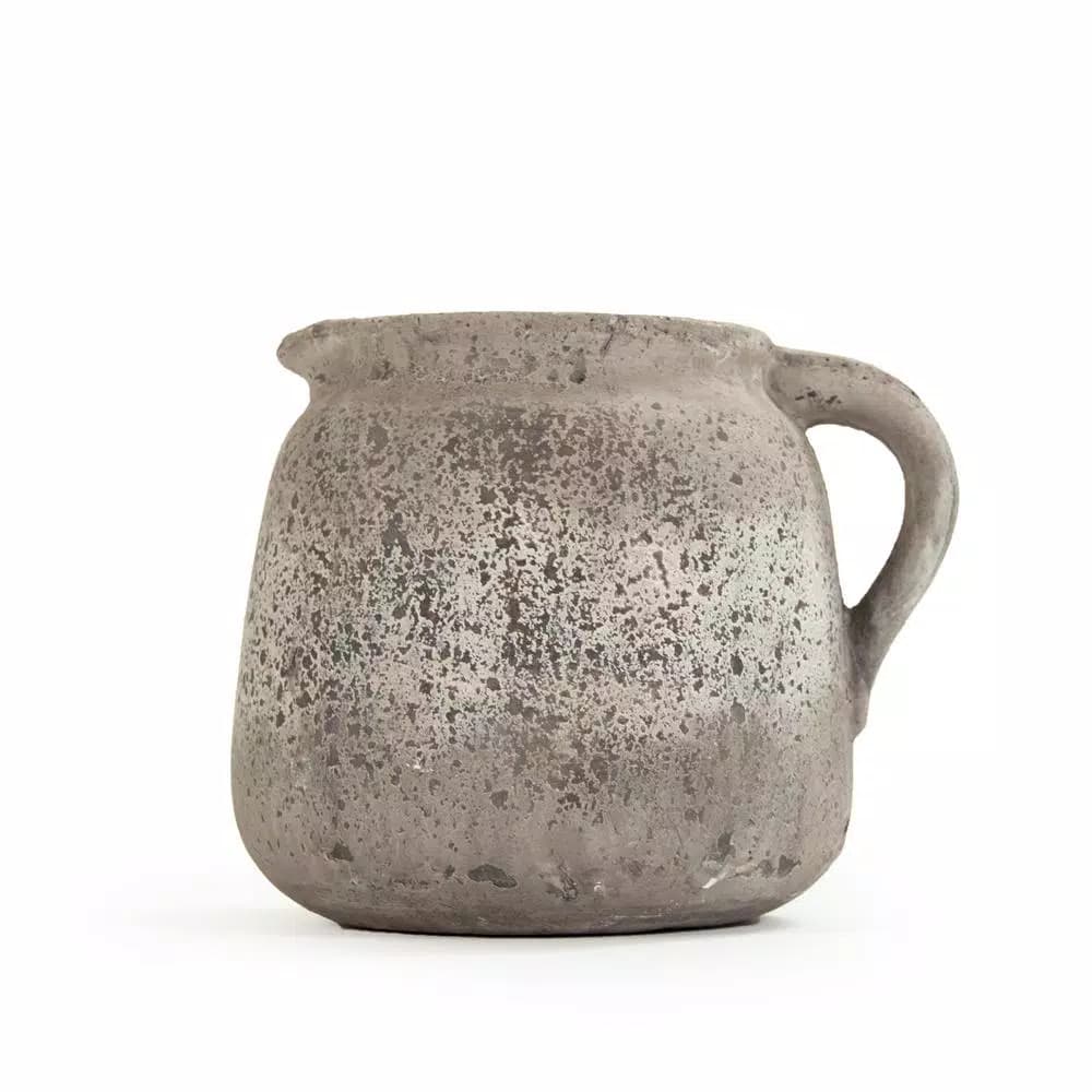 Zentique Terracotta Grey Decorative Pitcher Vase - Distressed Ceramic Table Vase