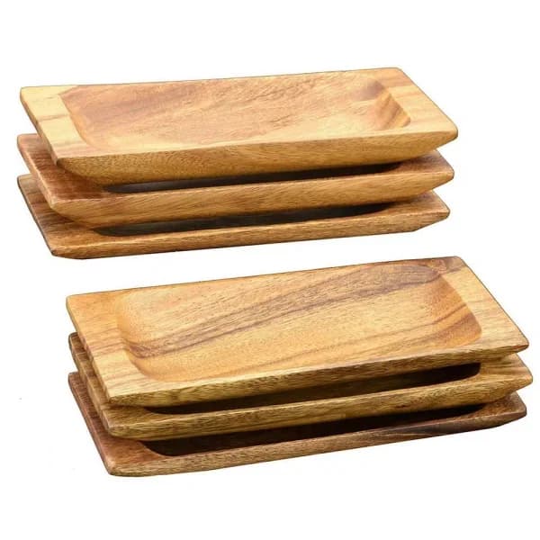 Acaciaware 6-Piece Acacia Hardwood Appetizer and Cheese Serving Tray Set