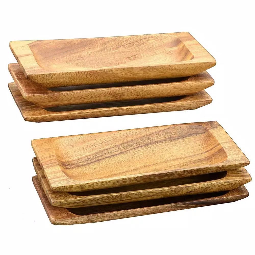 Acaciaware 6-Piece Acacia Hardwood Appetizer and Cheese Serving Tray Set