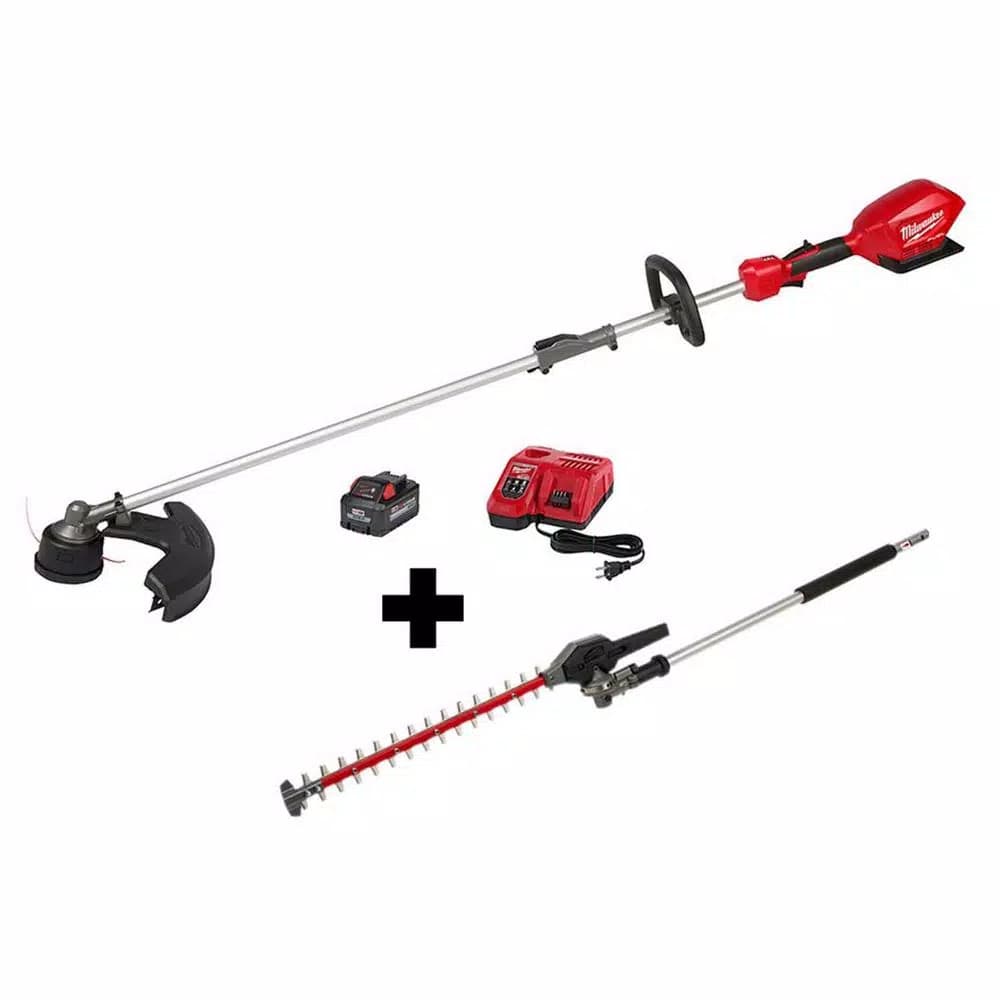 Milwaukee M18 FUEL 18V Brushless Cordless String Trimmer Kit with Hedge Trimmer Attachment & 8 Ah Battery