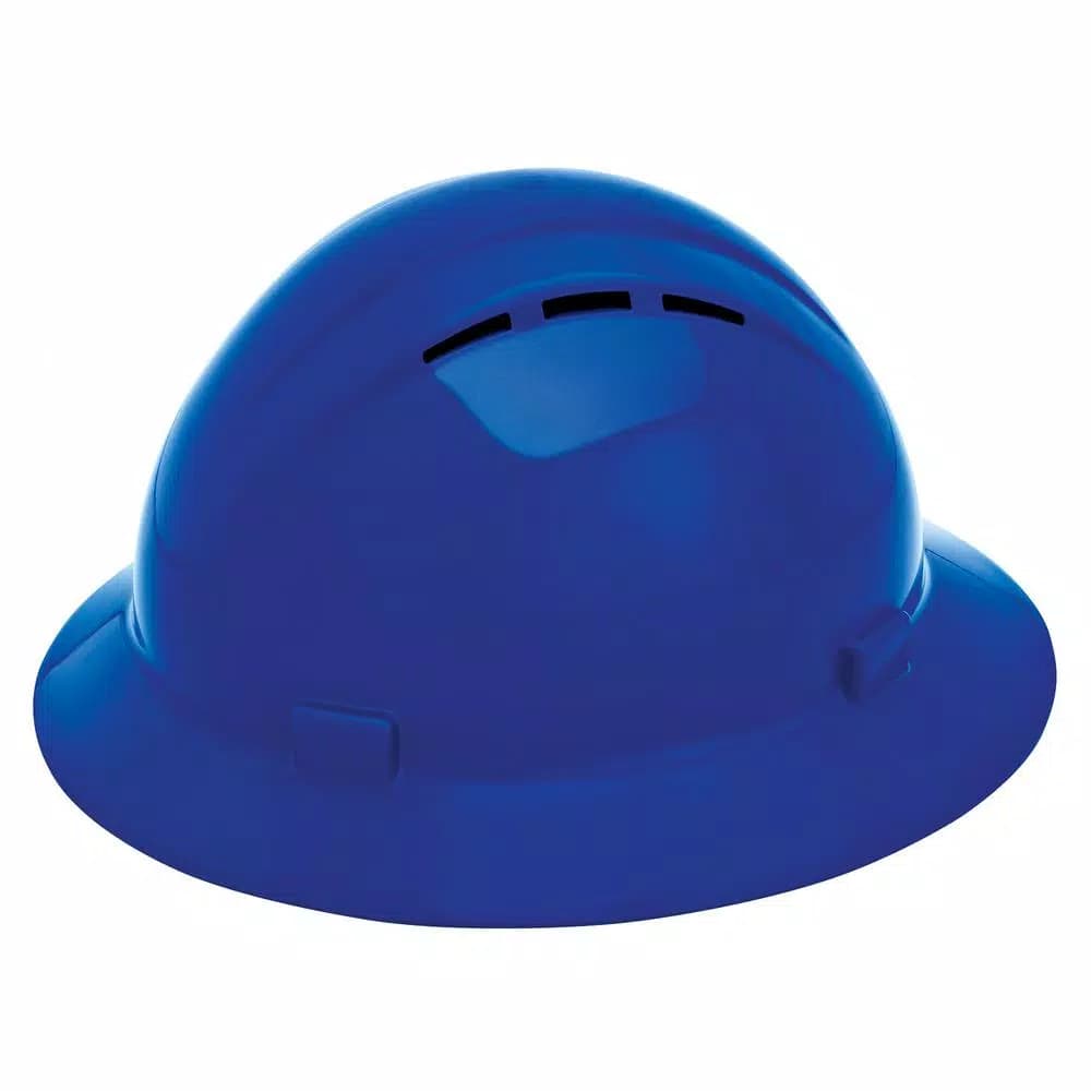 ERB Safety Americana Vented Full Brim Hard Hat with Mega Ratchet Suspension - Blue
