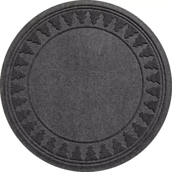 Bungalow Flooring Aqua Shield Charcoal 35 in. Round Pine Trees Christmas Tree Mat
