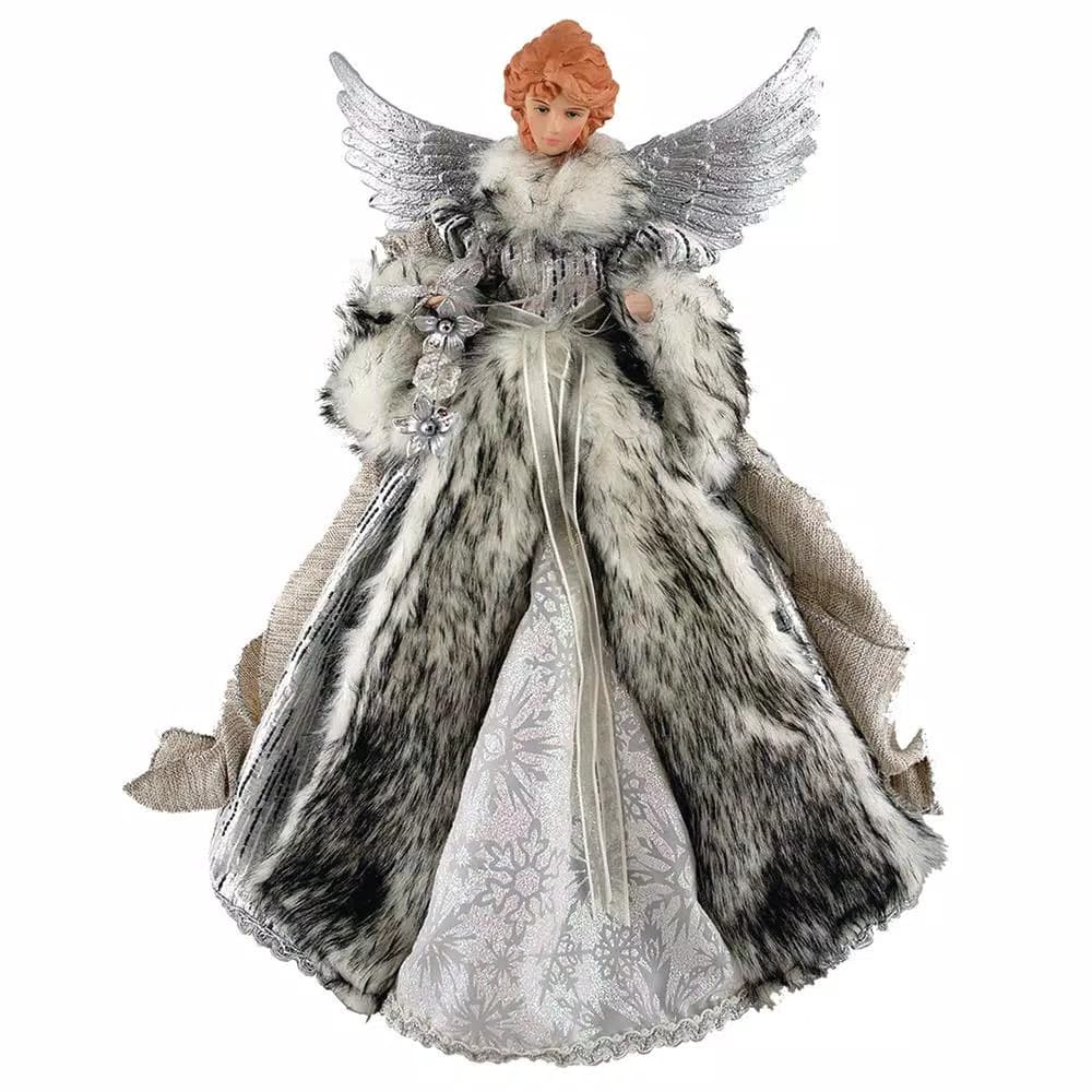 Santa's Workshop 16 in. Siberian Snow Angel Tree Topper with Platinum Silver Snowflake Dress