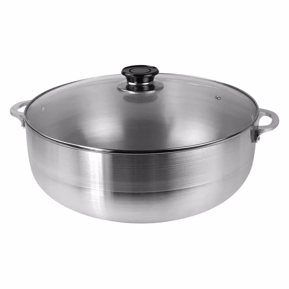 Home Basics 11.3 Qt. Aluminum Caldero with Glass Lid, Heavy Duty Multi-Pot