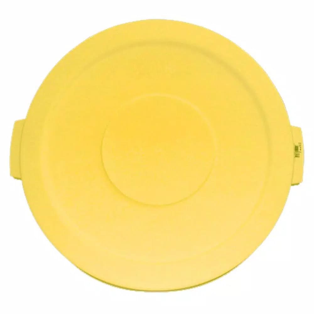 Carlisle Bronco 10 Gallon Yellow Round Trash Can Lids, Heavy Duty Plastic, 6-Pack