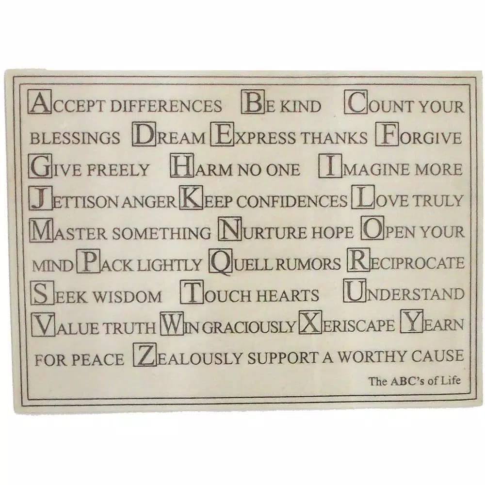 Unbranded ABC's of Life Faux Marble Engraved Wall Plaque - Inspirational Words & Quotes Home Accent