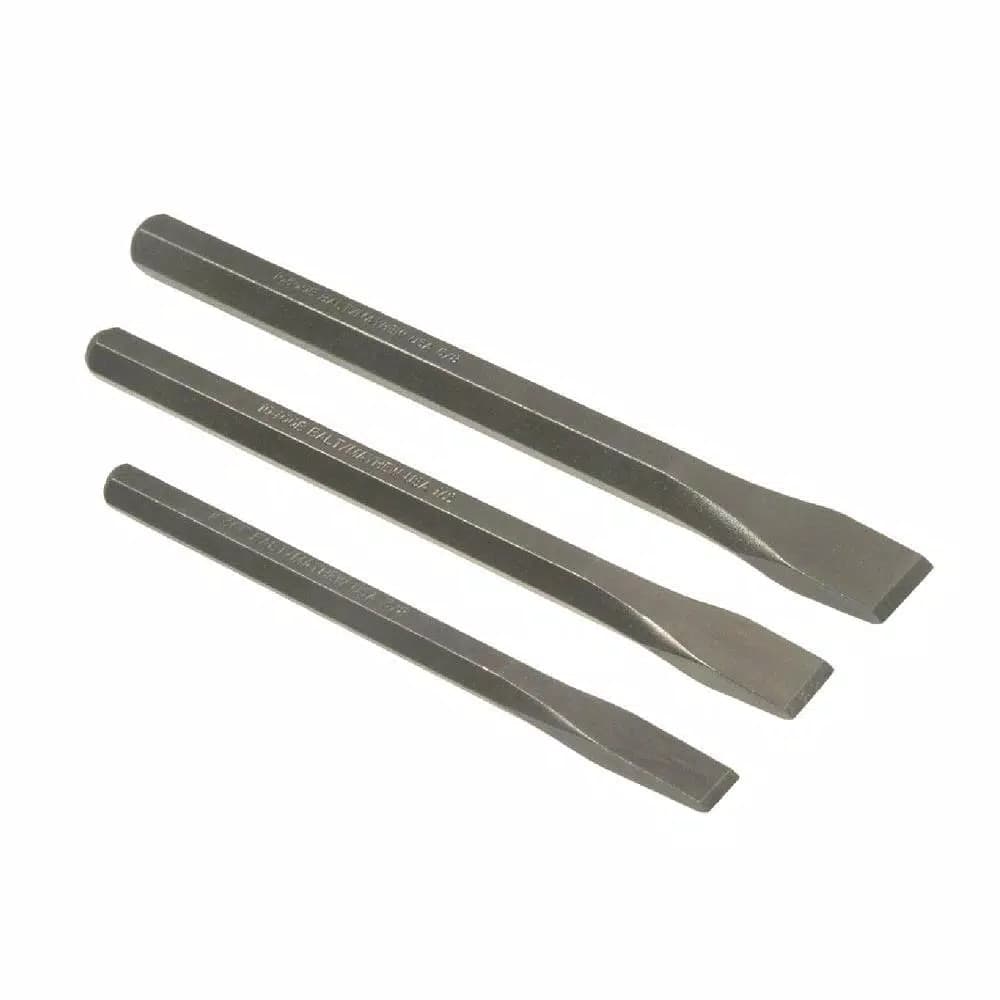 Mayhew Industrial Grade 3-Piece Cold Chisel Set, Made in USA, Alloy Steel