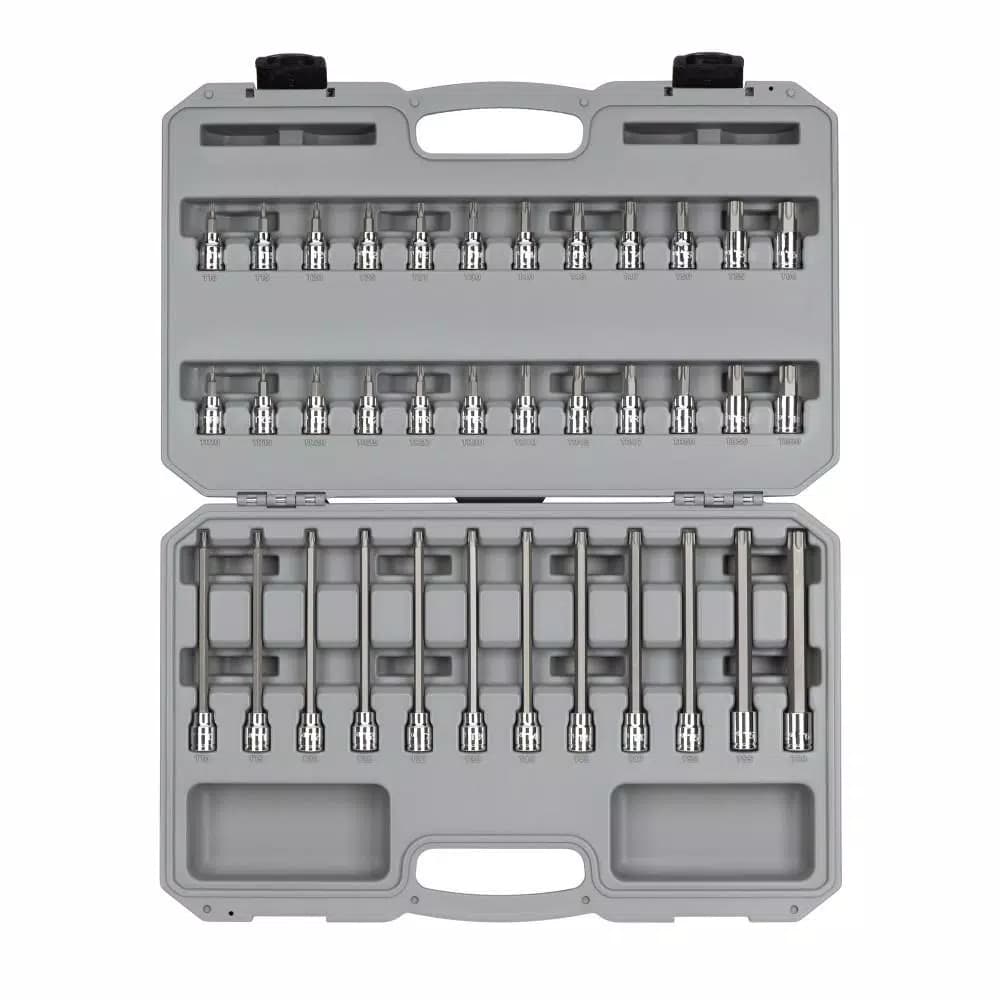 TEKTON 3/8 in. Drive Torx and Tamper-Resistant Torx Bit Socket Set, 36-Piece