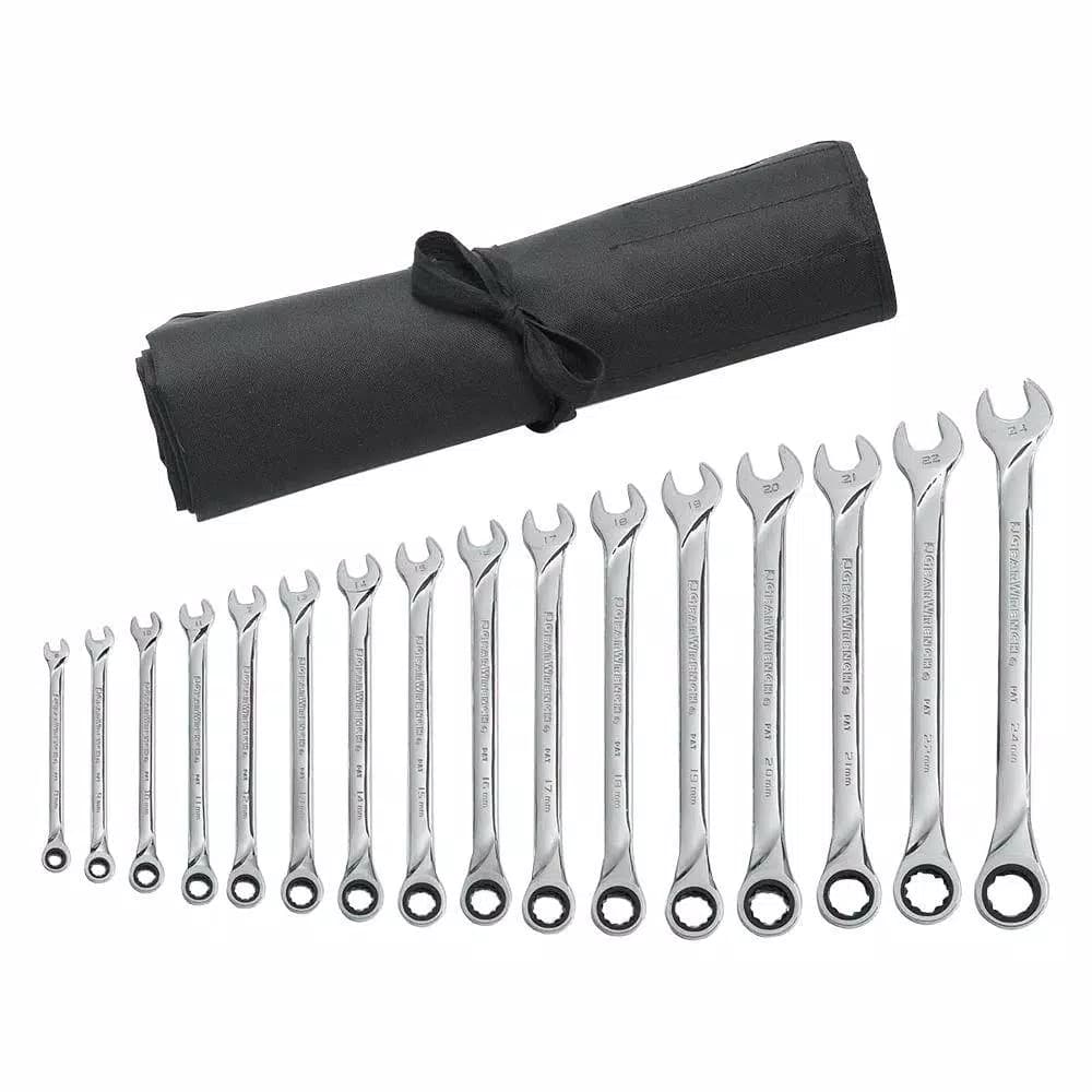 GEARWRENCH 16-Piece X-Large Metric Ratcheting Combination Wrench Set with Storage Roll