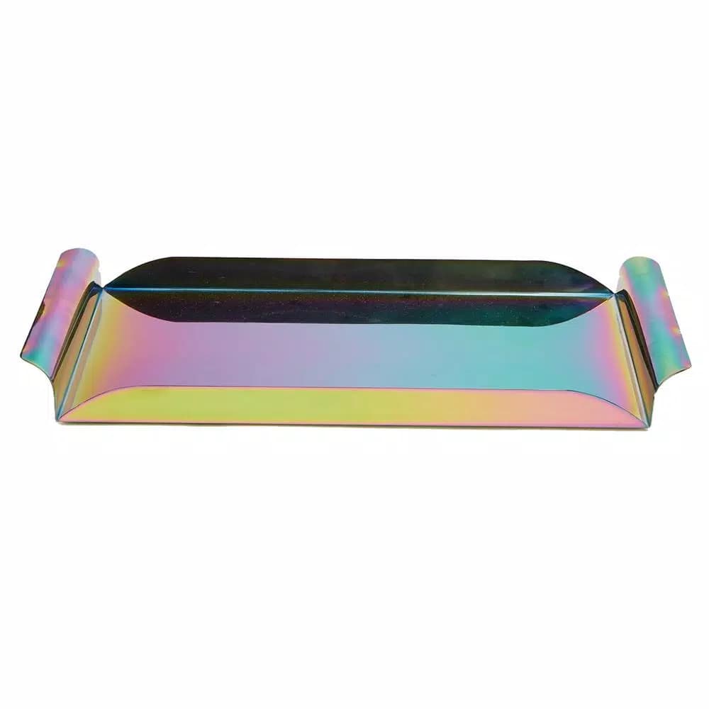 Mind Reader Assorted Color Rainbow Steel Rectangular Serving Tray with Handles