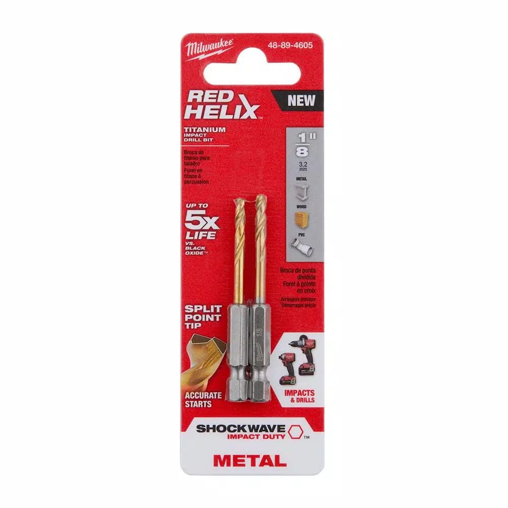 Milwaukee SHOCKWAVE 1/8 in. Titanium Twist Drill Bit 2-Pack