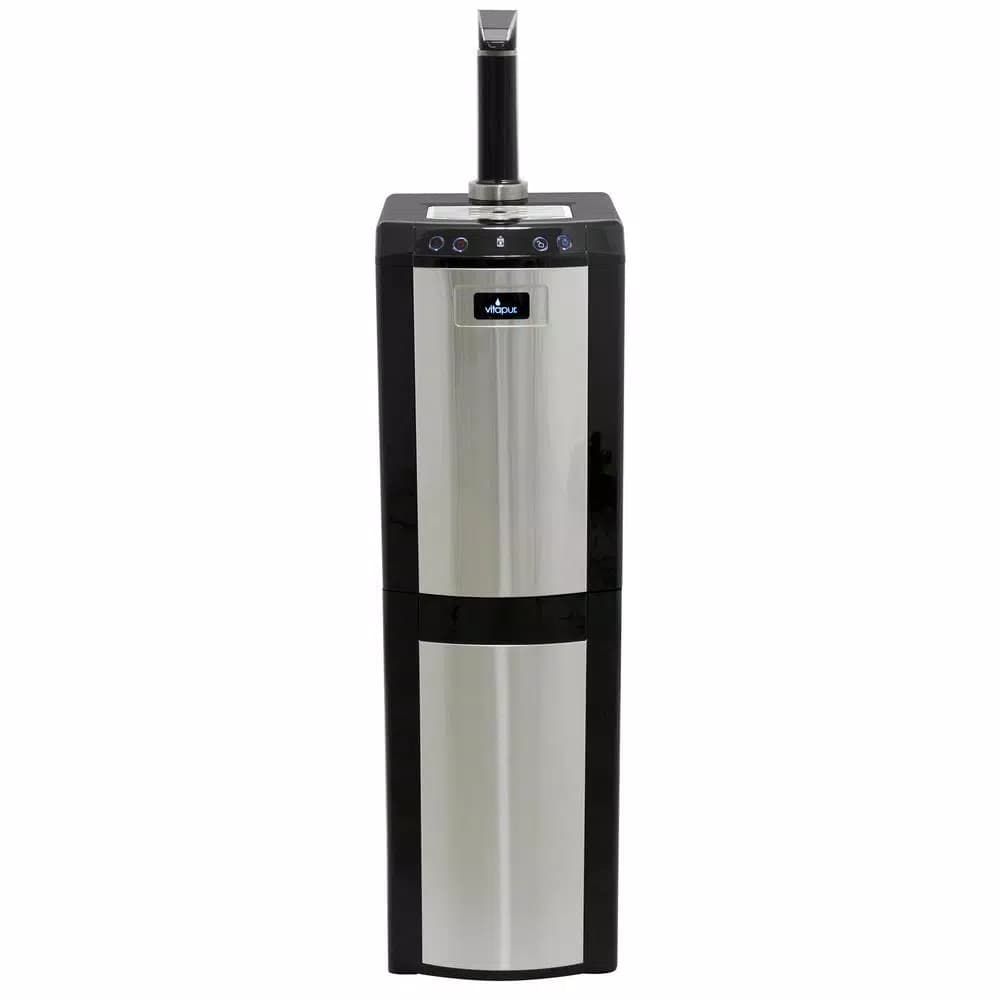 Vitapur Bottom Loading Water Cooler Dispenser with Kettle Feature, Hot/Room/Cold, Stainless Steel & Black